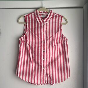 J. Crew sleeveless striped pink button-down size medium